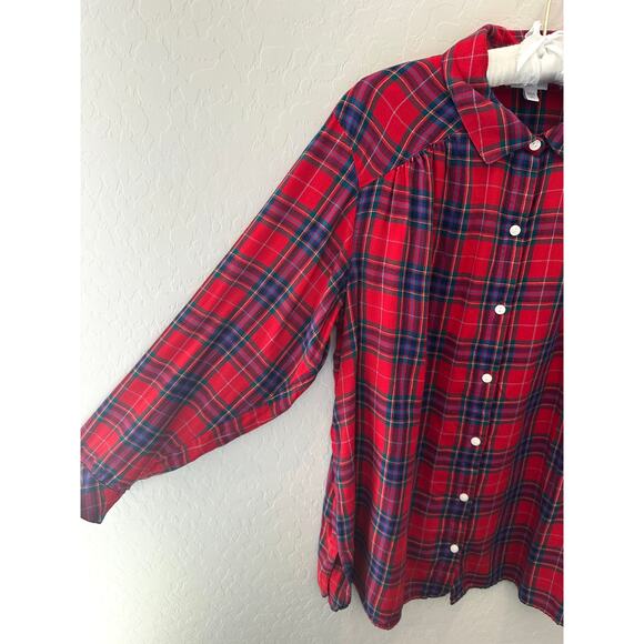 J. JILL | Petite Red Plaid Button Up Long Sleeve Shirt Top | XL - Picture 3 of 7